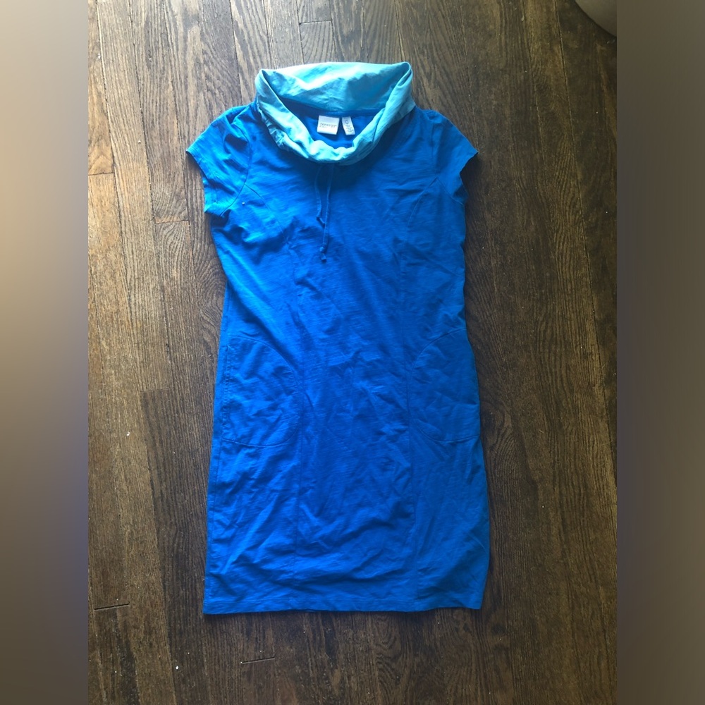 Chico’s Zenergy Shift Dress Swim Coverup Sz 0 Small Blue Pockets Stretch